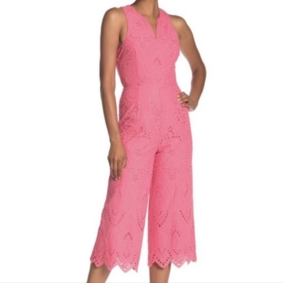 🌷Trina Turk🌷Cosmo Pink Eyelet Jumpsuit - Picture 4 of 5